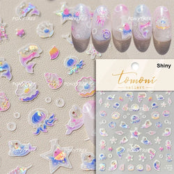 Shiny Colourful Marine Shell Starfish Ocean Elements Star Water Bubbles Star Conch Underwater Nail Art Stickers Manicure Decals (ONLINE ORDER ONLY)