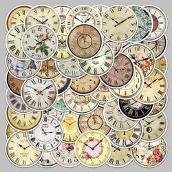 50Pcs Cartoon Pocket Watch Graffiti Stickers for Helmet Wall DIY Decoration (Online Order Only)