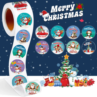 100-500pcs Merry Christmas Sticker Party Stickers Christmas Party Decoration Sticker New Year Gift Box Seal Baking Cake Sticker (Online Order Only)