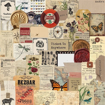 10/30/50PCS Vintage Collect PVC Sticker Aesthetic Sticky DIY Korean Stationery Decoration Scrapbooking School Supplies for Kids (ONLINE ORDER ONLY)