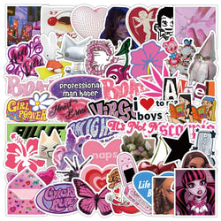 Cool Pink Cartoon Stickers - 10/30/50pcs Waterproof DIY Skateboard Motorcycle Notebook Fridge Decals (Online Order Only)