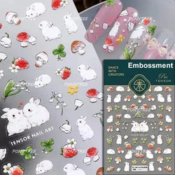 Strawberry Retro Lace Border  Flower Lovely Fruit Pearl Pendant Leaves Self Adhesive Nail Art Stickers Manicure Decal Wholesale (Online Order Only)