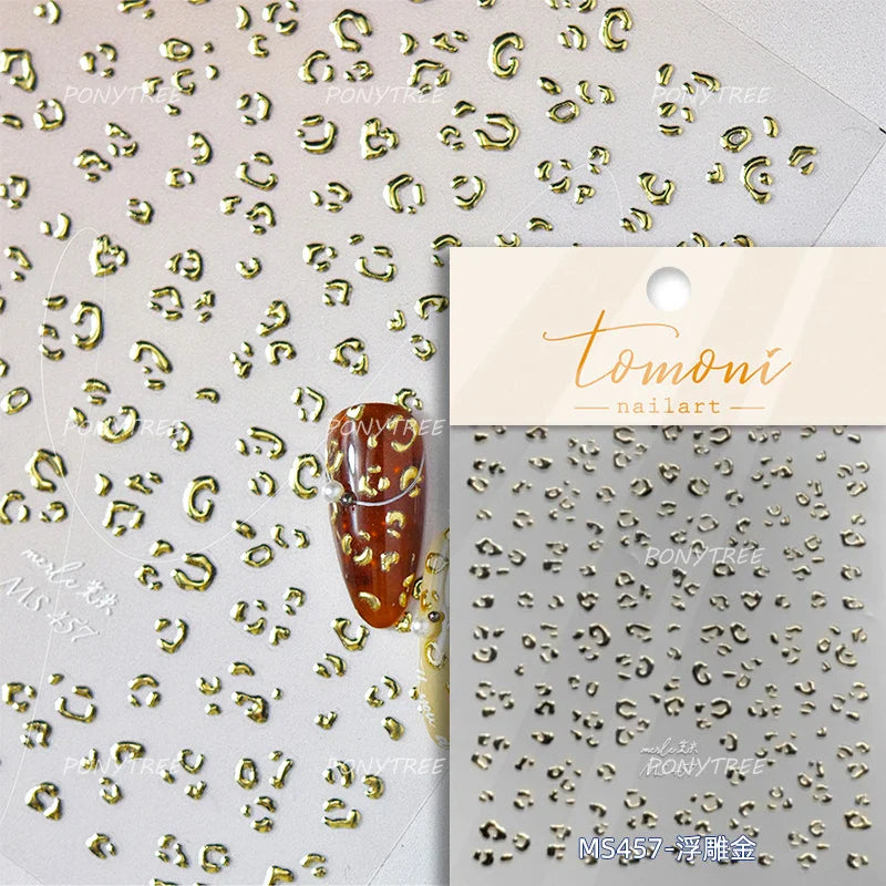 Gold Silver Line Irregular Shape Shiny Rhinestone 5D Bronzing Soft Relief Self Adhesive Nail Art Stickers Nail Decoration Decals (ONLINE ORDER ONLY)