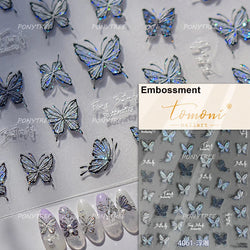 Lace Butterfly Hollow Out Fabric Romantic Flower Pattern Chic Adhesive Nail Art Sticker Rhinestone Manicure Decals Nail Supplies (ONLINE ORDER ONLY)