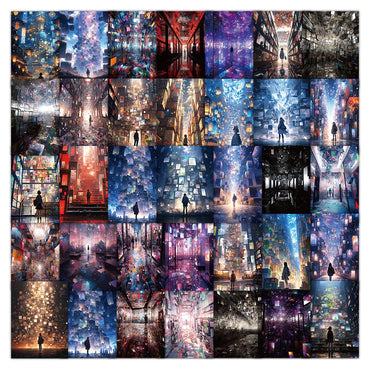 10/30/60pcs Cute Anime City View Street Night Painting Aesthetic Stickers Laptop Suitcase Phone Car Decoration Cartoon Sticker (Online Order Only)