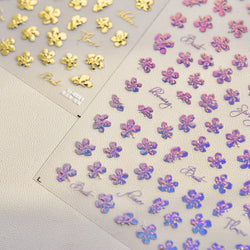Cherry Blossom Dance Flower Gradient Petal Hot Stamping Laser Pink Adhesive Nail Art Stickers Special Process Manicure Decals (ONLINE ORDER ONLY)
