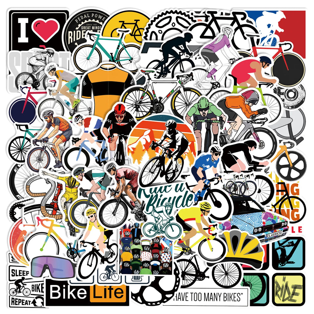 50pcs Cartoon Cycling Stickers for Helmet, Wall, DIY Decoration (ONLINE ORDER ONLY)
