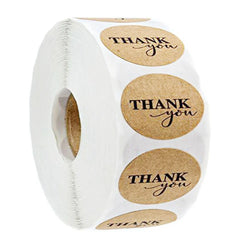500pcs/roll Round Brown labels Thank You Kraft Stickers 1 inch Wedding Pretty Gift Envelope Sealing Label Stickers Stationery (ONLINE ORDER ONLY)