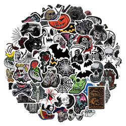 Gothic Skull Spider Web Stickers Waterproof Decals for Laptop Motorcycle Luggage Car (ONLINE ORDER ONLY)