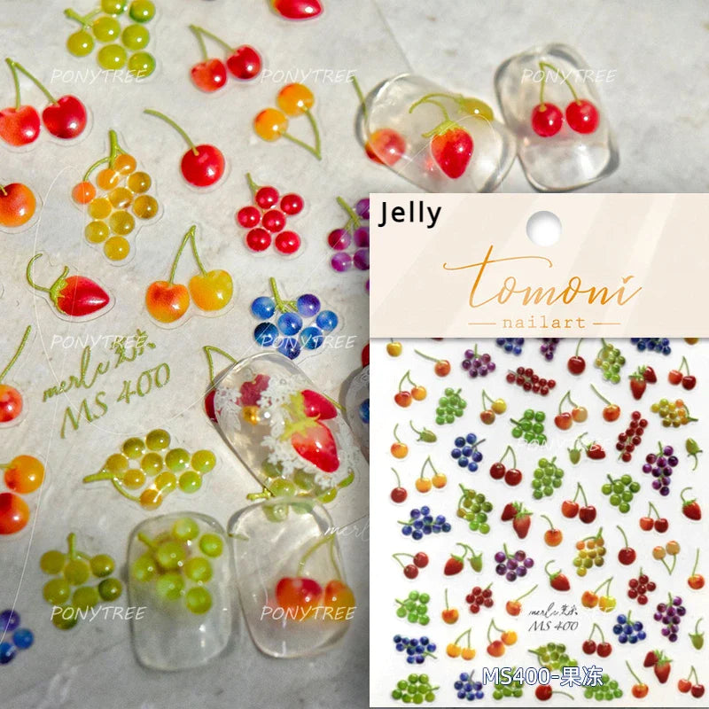 Fig Guava Pitaya Honey Peach Oranges Watermelon Strawberry Apple Pineapple Fruit Nail Art Decoration Stickers Manicure Decals (ONLINE ORDER ONLY)