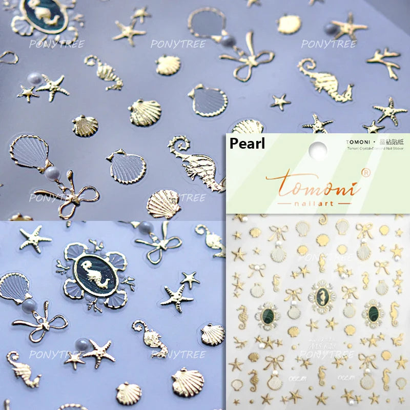 Starfish Dolphin Otter Shell Conch Whale Seahorse Pearl Oyster Infauna Self Adhesive Nail Art Stickers Manicure Decals Wholesale (ONLINE ORDER ONLY)