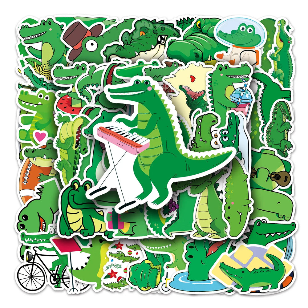 50Pcs Kids Crocodile Cartoon Waterproof Vinyl Stickers for Skateboard Snowboard (ONLINE ORDER ONLY)