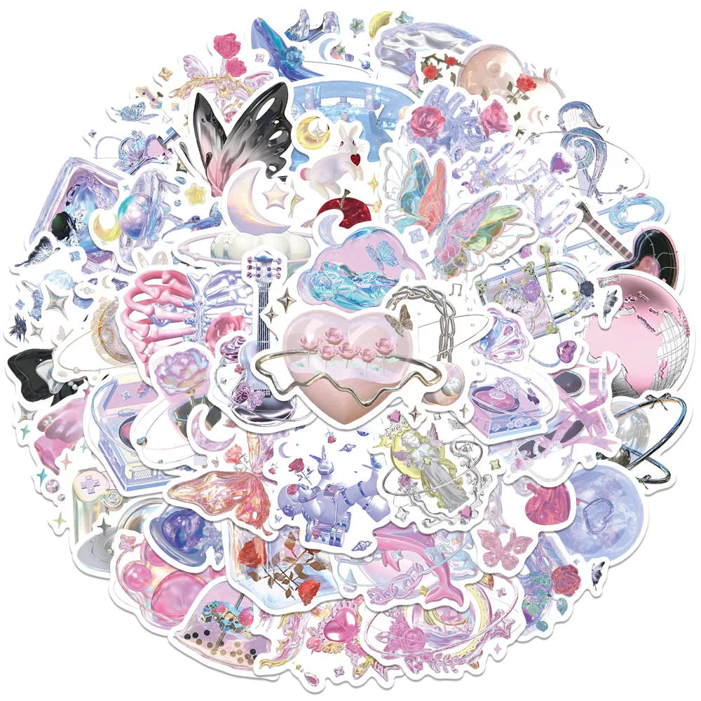 Dream Girl 3D Crystal Cartoon Stickers Decals DIY Skateboard Phone Notebook Guitar Bike Car Kids Gift (ONLINE ORDER ONLY)