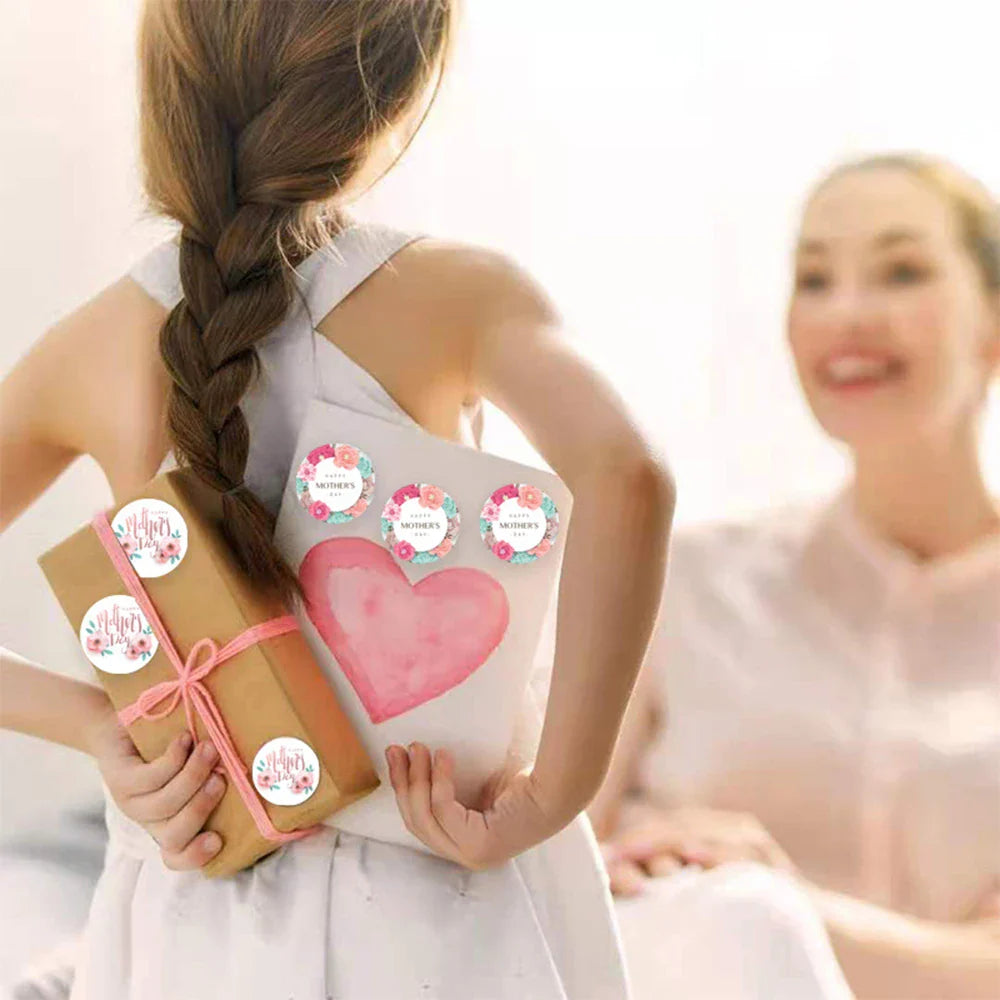 100-500pcs New Round Shape 100pcs Happy Mother's Day Gifts Label Sticker Kraft Happy Birthday Gifts Label Tag (ONLINE ORDER ONLY)