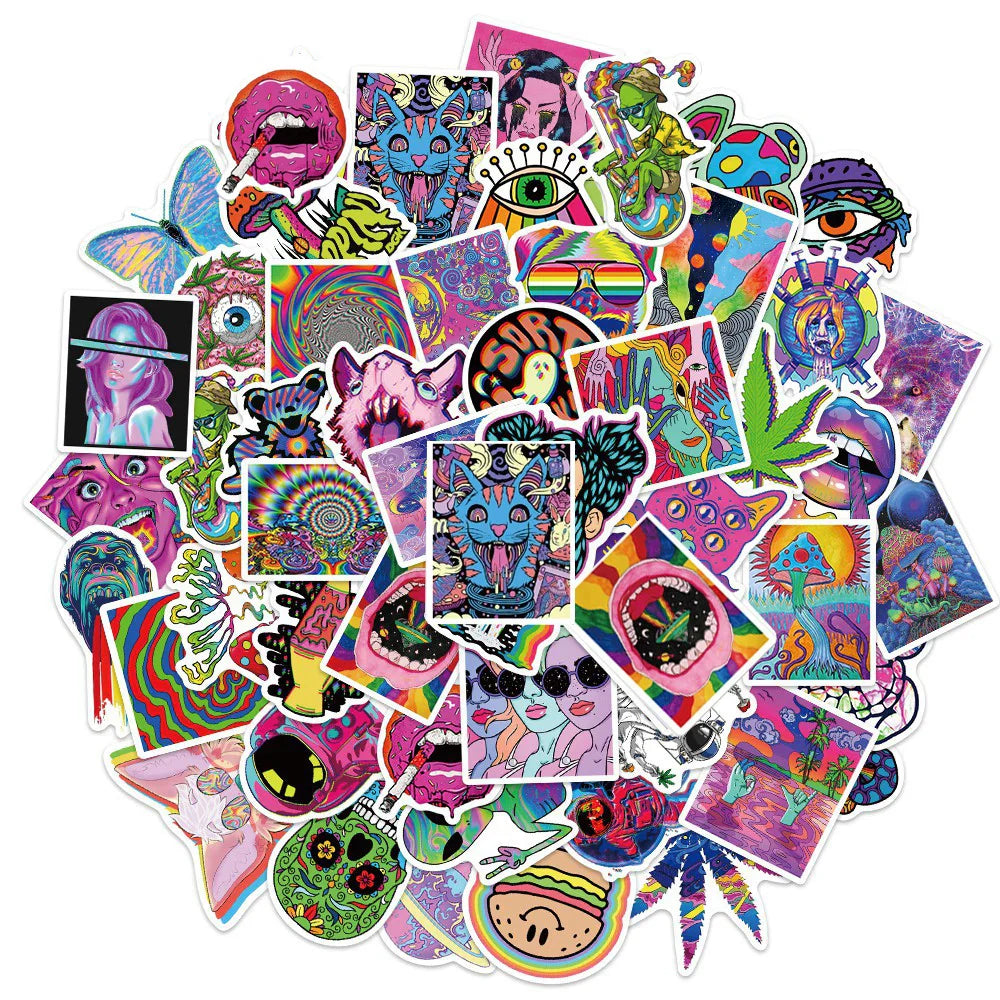 10/30/50PCS Cool Gothic Psychedelic Art Aesthetic Stickers Graffiti Decal Car Bike Skateboard Motorcycle Laptop Kid Sticker Toy (ONLINE ORDER ONLY)