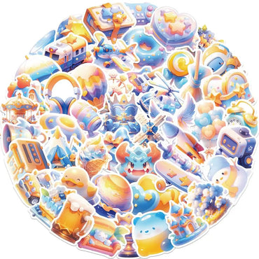 Dream Blue Yellow Graffiti Cartoon Stickers Waterproof Decals for Cup, Book, Luggage, Guitar, Helmet (ONLINE ORDER ONLY)