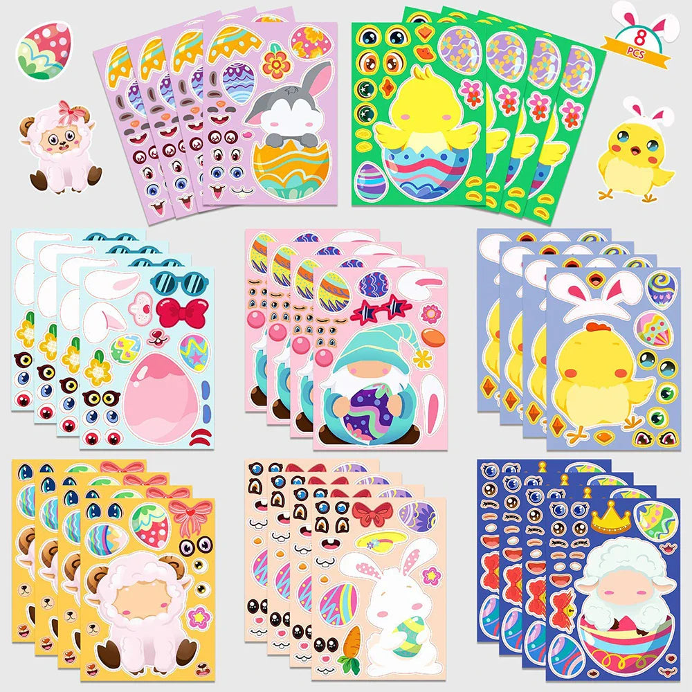 Easter Puzzle Stickers Game for Kids - DIY Egg Decals Party Decoration Toy (Online Order Only)