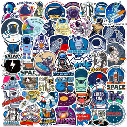 Outer Space Graffiti Stickers: Astronaut Cartoon for Laptop, Luggage, Skateboard, Helmet, Phone, Guitar - 10/25/50pcs (ONLINE ORDER ONLY)