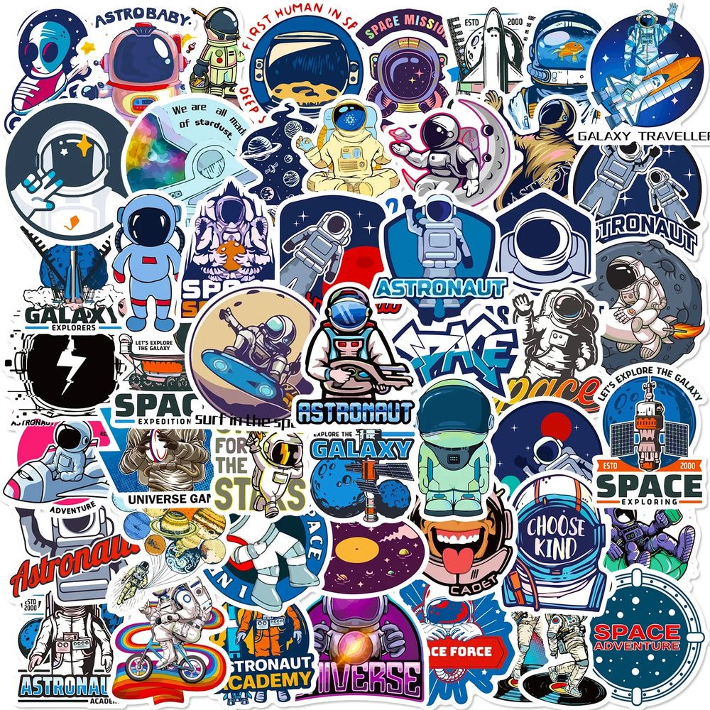 Outer Space Astronaut Stickers for Laptop, Luggage, Skateboard, Phone, Guitar - 10/25/50pcs (ONLINE ORDER ONLY)