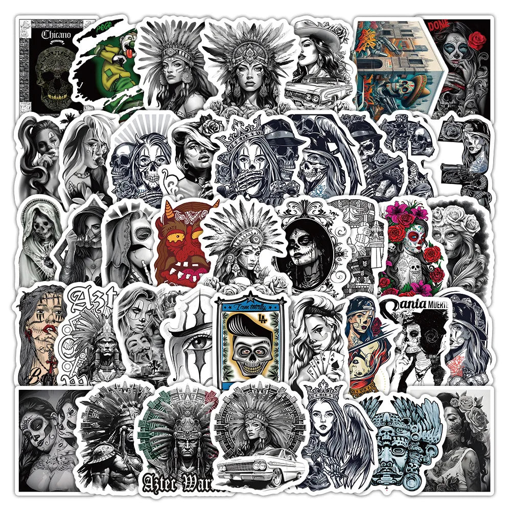 Gothic Chicano Graffiti Stickers Decals Laptop Motorcycle Luggage Skateboard Waterproof 10/30/50pcs (ONLINE ORDER ONLY)