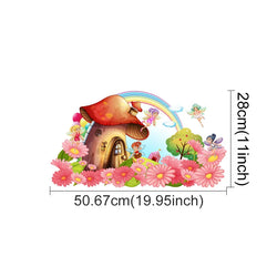Cute Fairy Mushroom House Wall Stickers for Kids Room Nursery Decor (Online Order Only)