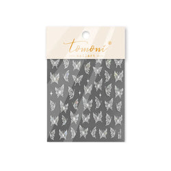 Chic Beautiful White Butterfly Shiny Lace Star Adhesive Nail Art Stickers Animals Charm Snowflake Manicure Decals Nail Supplies (Online Order Only)