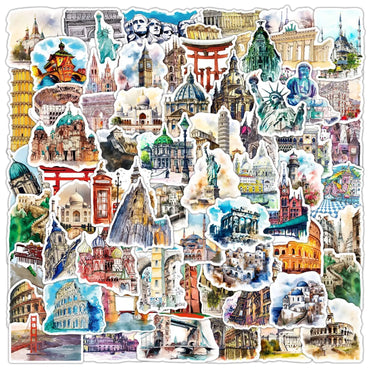 10/50/100pcs World Famous City Travel Graffiti Stickers Landmark Scenery Decals DIY Suitcase Luggage Bike Car Skateboard Sticker (ONLINE ORDER ONLY)