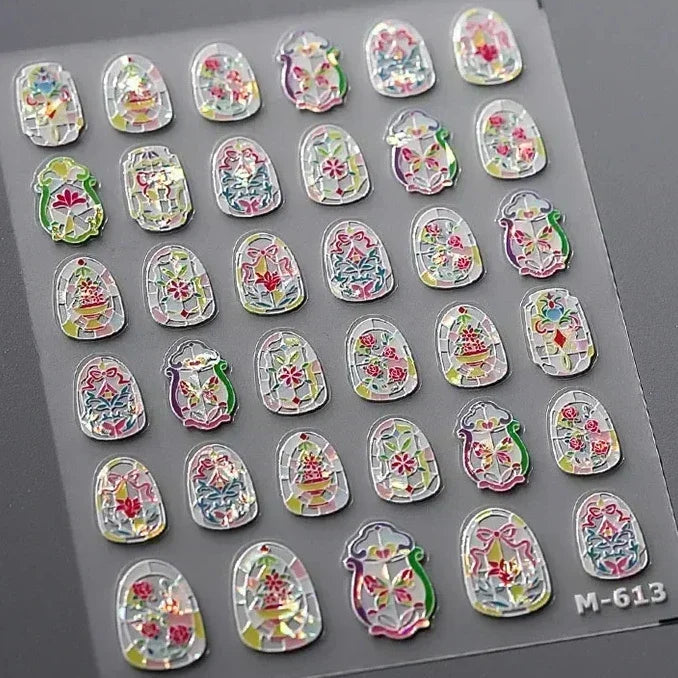 Dark Sword Coiled Snake Cross Butterfly Wing Starburst Starlight Gothic Reptile Animals Nail Art Sticker Festival Manicure Decal (ONLINE ORDER ONLY)