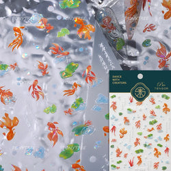 Pink Lotus Flower Red Gold Koi Carp Fish Tail Fancy Carp Self Adhesive Nail Art Decorations Stickers Manicure Decals Wholesale (ONLINE ORDER ONLY)