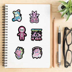 10/30/56PCS Cute Cartoon Halloween Gothic Horror Stickers Decals Skull Decals Decoration For Suitcase Notebook Laptop Fridge Car (ONLINE ORDER ONLY)
