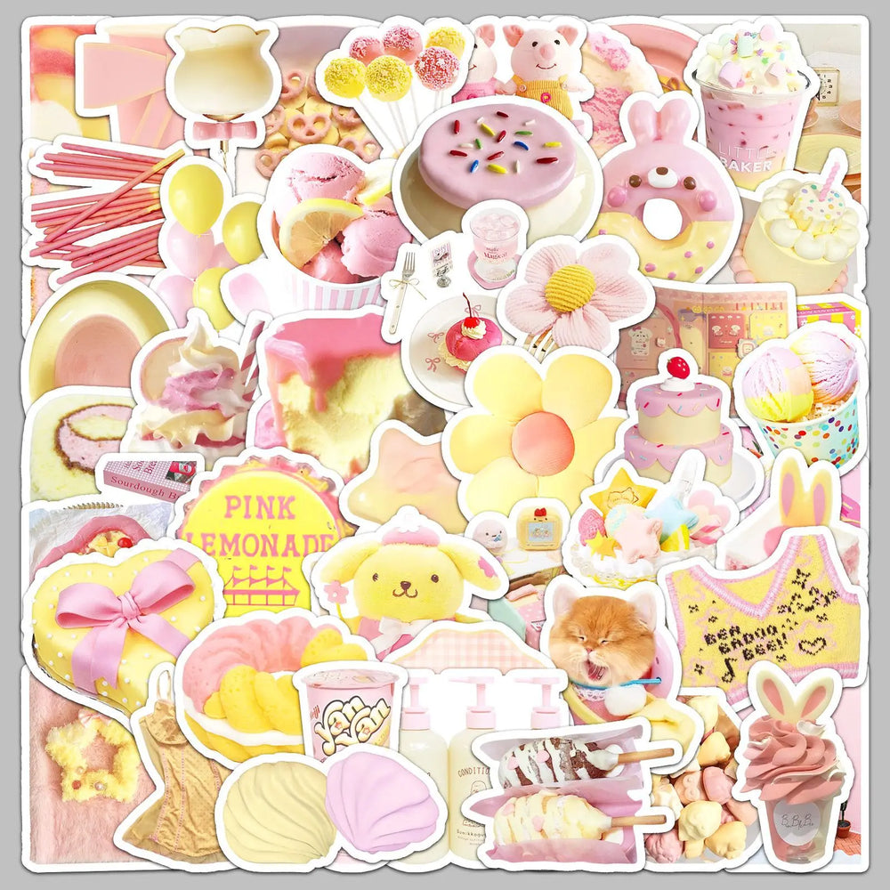50Pcs Cartoon Yellow Pink Graffiti Stickers for Helmet Wall DIY Decoration (ONLINE ORDER ONLY)