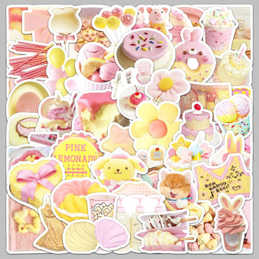 50Pcs Cartoon Yellow Pink Graffiti Stickers for Helmet Wall DIY Decoration (ONLINE ORDER ONLY)
