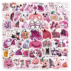 60pcs Pink Halloween Stickers Waterproof DIY Decoration Decals (Online Order Only)