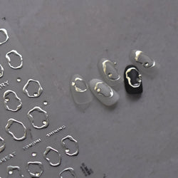 Gold Silver Line Irregular Shape Shiny Rhinestone 5D Bronzing Soft Relief Self Adhesive Nail Art Stickers Nail Decoration Decals (ONLINE ORDER ONLY)