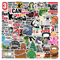 Fitness Stickers 10/30/50PCS for Phone, Laptop, Skateboard, Guitar, Fridge, Car, Helmet, Bike (ONLINE ORDER ONLY)