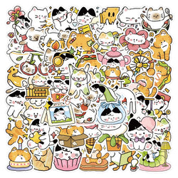 Cartoon Cat Stickers Pack - Cute Animal Decals for Kids, Laptop, Phone, Bike, Wall (ONLINE ORDER ONLY)