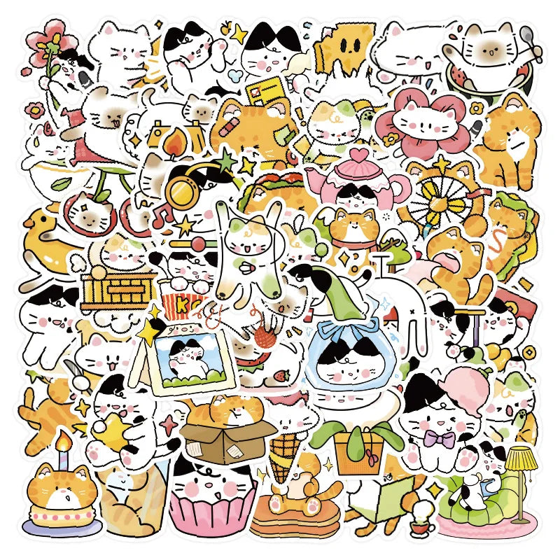 Cartoon Cat Stickers Pack - Cute Animal Decals for Kids, Laptop, Phone, Bike, Wall (ONLINE ORDER ONLY)