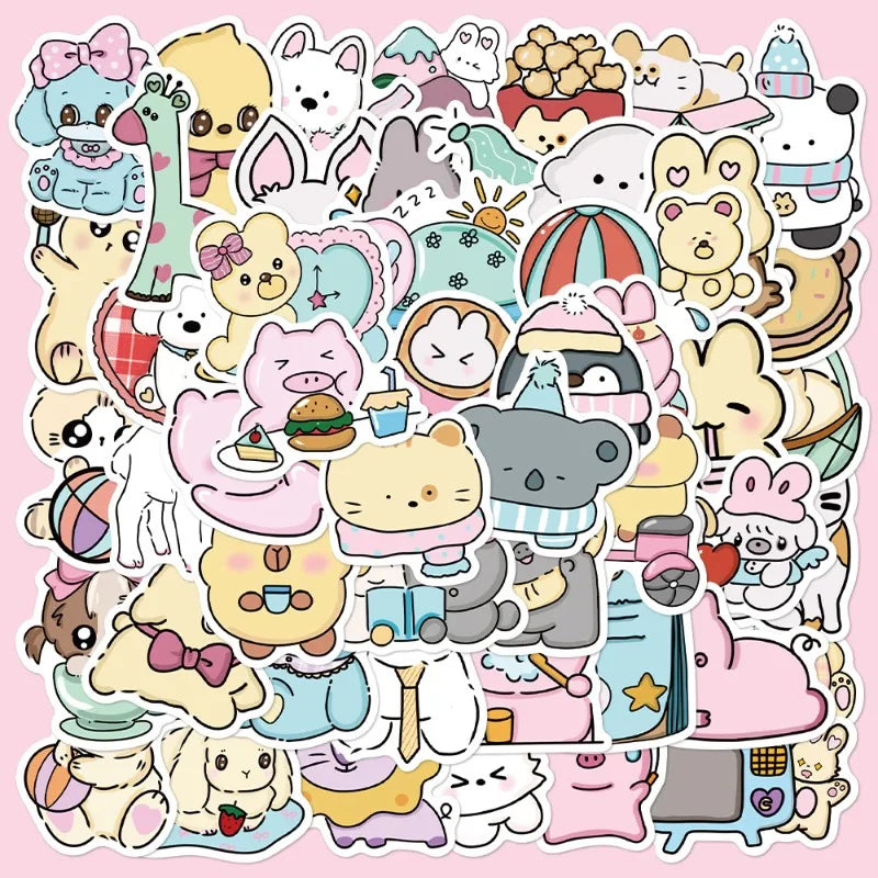 50pcs Cute Animal Graffiti Stickers for Helmet, Wall, DIY Decoration Wholesale (ONLINE ORDER ONLY)