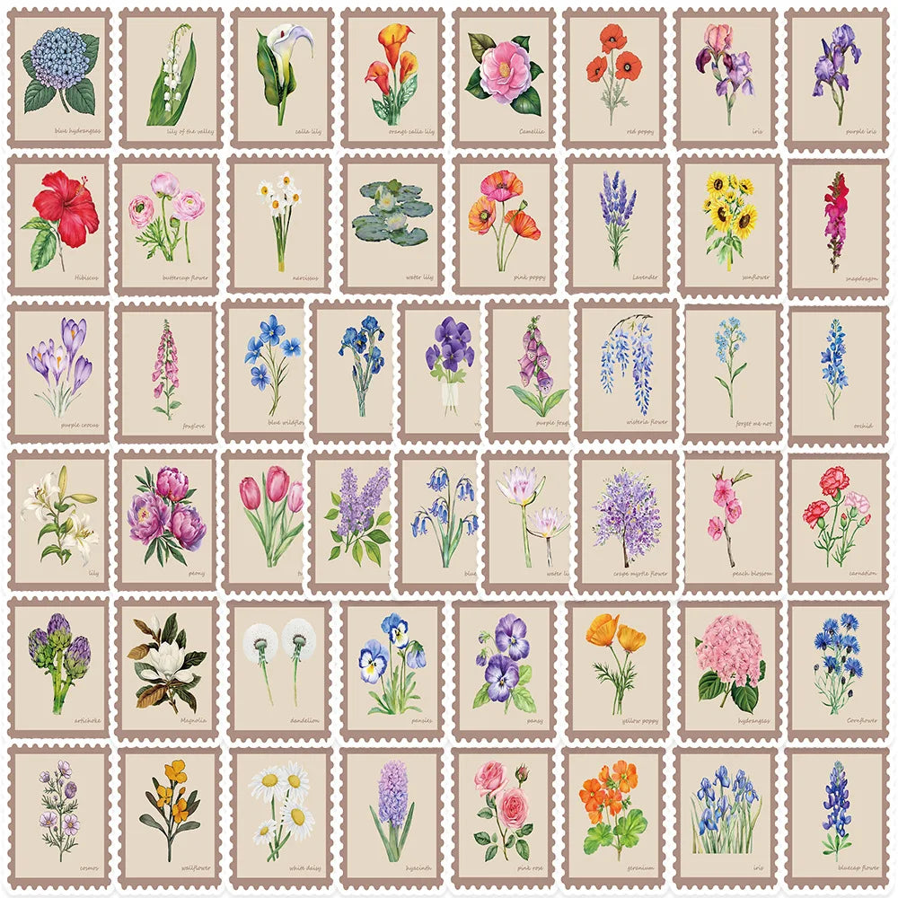 Vintage Plant Flower Stickers Waterproof Vinyl Decals (10/30/50PCS) (Online Order Only)