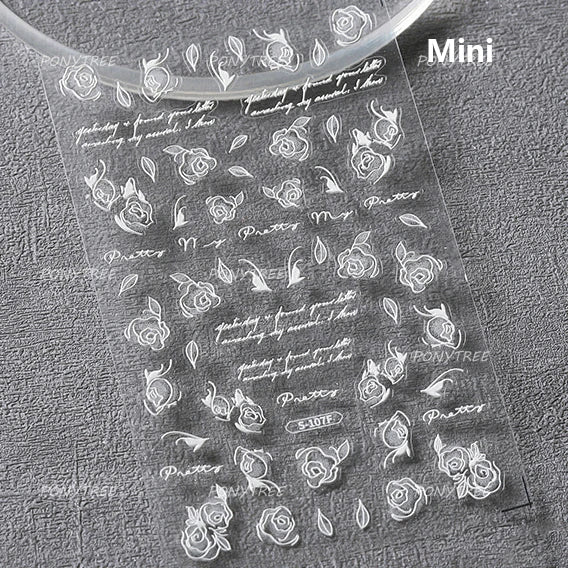 Camellia Tea After Rain Fragrant Flower Paint in Gold White Antique Chinese Characters Adhesive Nail Art Stickers Manicure Decal (ONLINE ORDER ONLY)