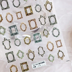 Chic Retro Rose Photo Frame Dried Flower Petal Self Adhesive Nail Art Stickers 5D Hot Stamping Relief Rhinestone Manicure Decals (Online Order Only)