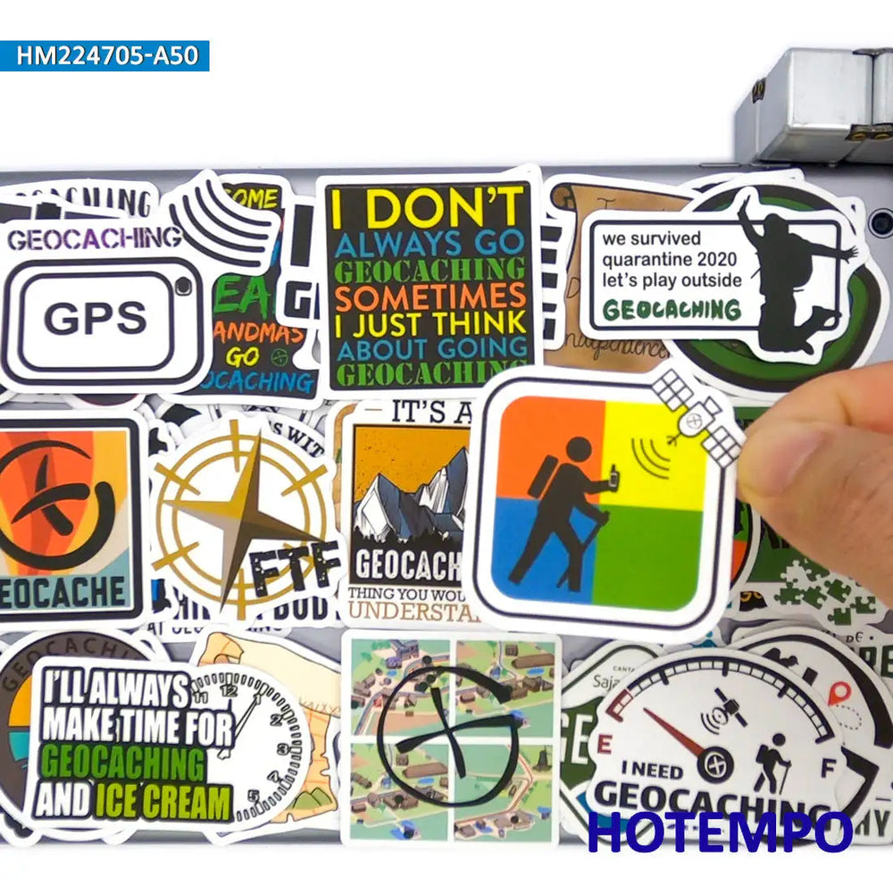 20/30/50Pieces Geocaching Outdoor Adventure Treasure Hunt Decals Stickers for Laptop Luggage Helmet Motorcycle Car Phone Sticker (ONLINE ORDER ONLY)