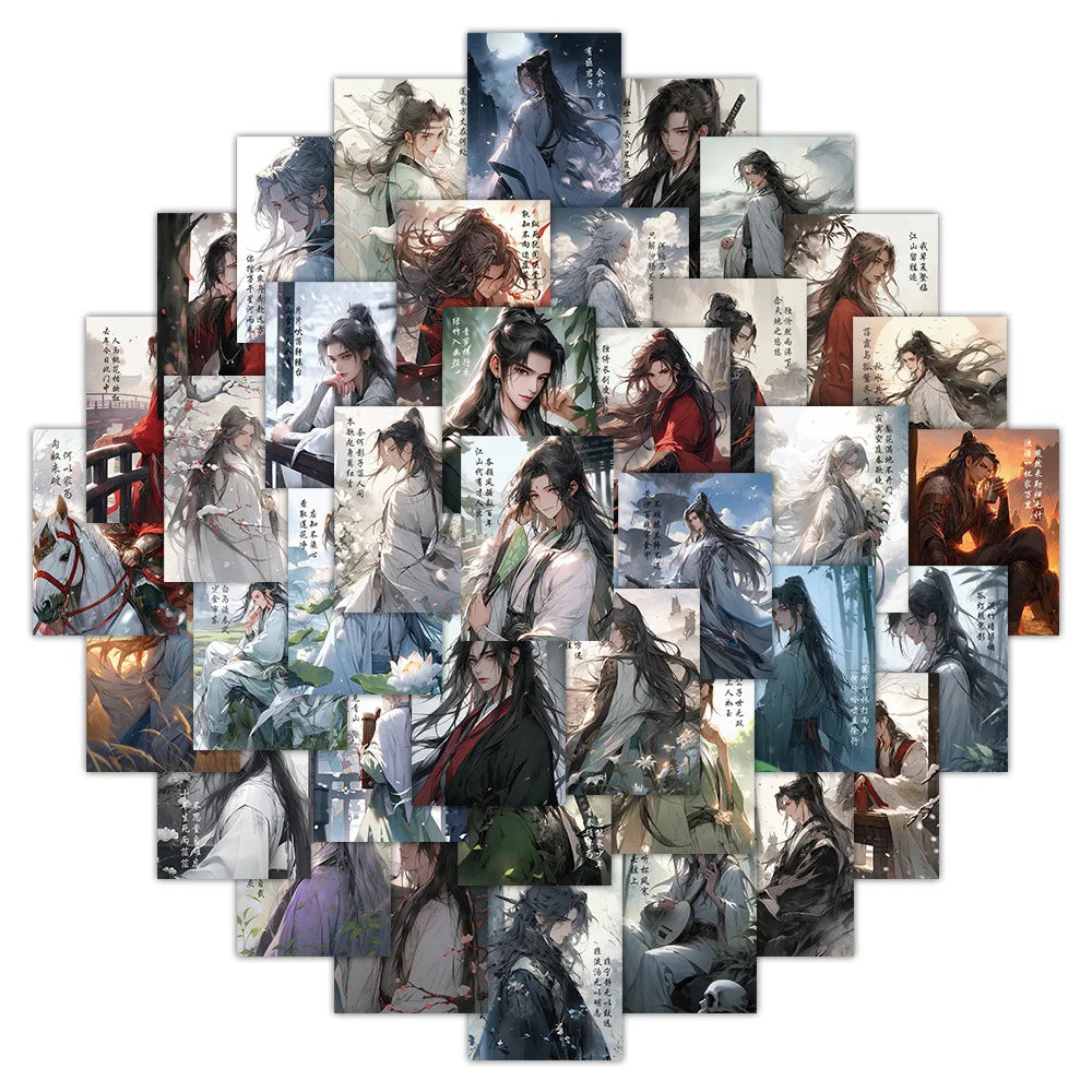 60Pcs Chinese Ancient Style Youth Li Bai Du Fu Poems Classic Poetry Personalized Stickers for Kids PVC Decoration Stationery (Online Order Only)