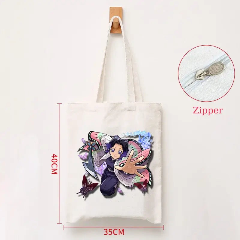 Demon Slayer Canvas Bag: Nezuko & Tanjiro Zipper Tote (ONLINE ORDER ONLY)
