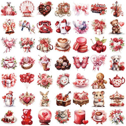 50PCS Kawaii Red Love PET Sticker Aesthetic Decoration Scrapbooking Stationery DIY Hand Accounting Supplies for Kids (ONLINE ORDER ONLY)