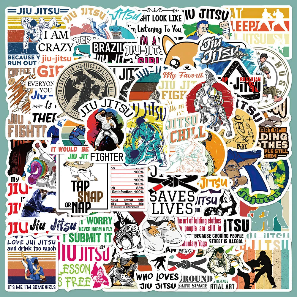 50pcs Jiu-jitsu Cartoon Graffiti Stickers for Helmet, Wall, DIY Decoration (ONLINE ORDER ONLY)