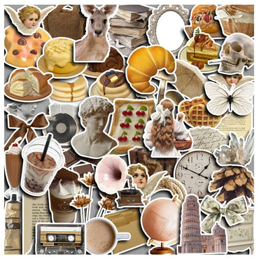 10/30/50/100pcs Vintage INS Style Cartoon Stickers Decals Laptop Phone Suitcase Scrapbook Diary Fridge Decoration Sticker Toys (ONLINE ORDER ONLY)