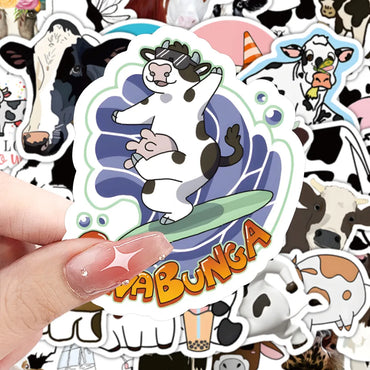 10/30/60PCS Dairy Cow Cartoon Stickers Animal Graffiti Decals Kids Toys Decoration Luggage Laptop Phone Guitar Car Bike Sticker (ONLINE ORDER ONLY)