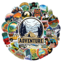 Forest Hiking Camping Stickers Waterproof Decals for Laptop, Phone, Car, Luggage, Bike (10/30/50/100pcs) (Online Order Only)