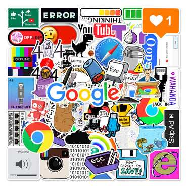 10/30/50pcs Cartoon Programming 404 Network Error Graffiti Stickers DIY Laptop Motorcycle Car Computer Waterproof Sticker Decals (ONLINE ORDER ONLY)